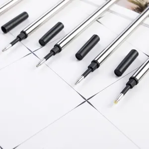 Metall Gelstift Ersatzmiene mit schwarzen Kappen und Schutzkappe, glattes Schreiben.