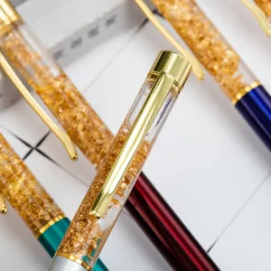 Penna a sfera con olio di foglia d'oro logo personalizzato cancelleria regalo ufficio principale