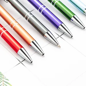 Colorful metal ballpoint pens set aluminum click pens for office stationery and business gifts