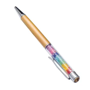 Creative colorful crystal ballpoint pen with metal body and elegant stationery supply.