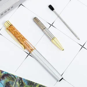 Penna a sfera con olio galleggiante in foglia d'oro di lusso cancelleria regalo promozionale metallo.
