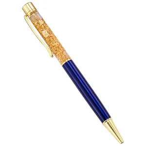 Penna a sfera liquida foglia oro galleggiante cancelleria metallo lusso regalo ufficio