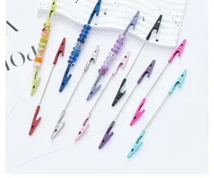 DIY beaded memo clip metal alligator card holder note stand desk message display clamp