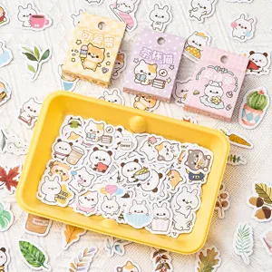 Joli ensemble de boîtes d'autocollants de dessin animé planificateur décoratif papeterie