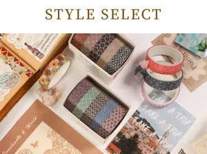 Set di nastro washi floreale e geometrico per la decorazione di diari fai-da-te e artigianato.