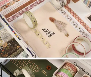Set di nastro washi floreale decorativo e adesivi fai da te per cancelleria e diario.