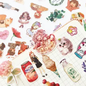 Set di adesivi washi carini ed estetici per diario, scrapbooking e decorazione del telefono.