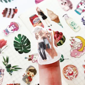 Set di adesivi Washi carini adesivi decorativi di cartoni animati per diario e scrapbooking
