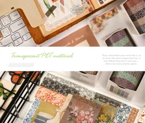 Set Nastro Washi Botanico Adesivi Diario PET Trasparenti Fiori Vintage Artigianato