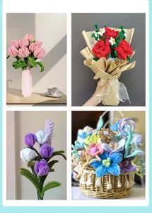 Dettagli di bouquet di fiori fatti a mano in scovolino DIY artigianato, filo peluche colorato