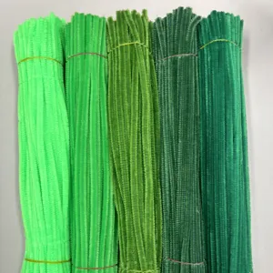 Set di scovolini verdi, steli di ciniglia soffici per fiori artigianali fai-da-te, filo flessibile.
