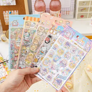Süße Cartoon Tier PET Wasserdichte Transparente Aufkleber Kinder Tagebuch Dekorative Material DIY Collage Handwerk Aufkleber