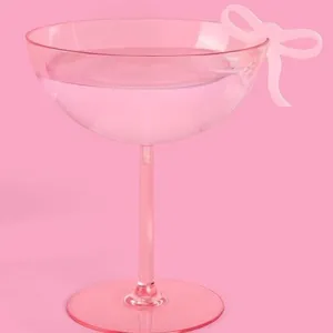 Bicchiere da cocktail con fiocco rosa acrilico marcatore per bevande decorazione festa
