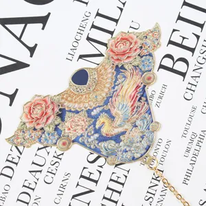 Segnalibro in metallo tradizionale cinese, segnalibro fenice peonia cloisonne vintage con catena.