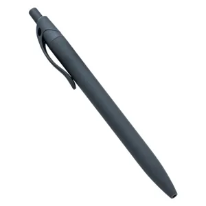 Penna a sfera nera opaca retrattile con clip, superficie gommata, ideale come regalo promozionale.