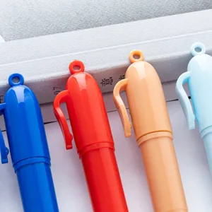 Mini Stylo à Bille en Plastique Portable Stylo de Poche Bureau Étudiant Avec Trou de Chaîne DIY Longe Stylo d'Écriture Coloré
