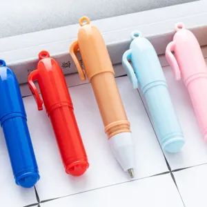 Mini stylo bille colore en plastique de poche portable avec anneau pour ecole et bureau