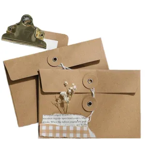 Busta per documenti A5 in carta kraft vintage con chiusura a cordoncino per archiviazione.