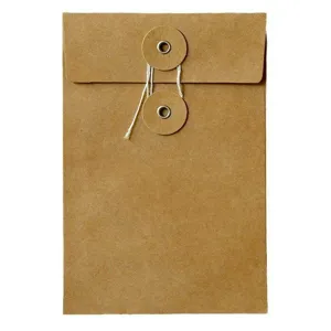 Busta per documenti in carta kraft marrone vintage con chiusura a cordoncino per foto e cartoline