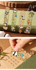 Stile cinese panda cavo in metallo segnalibro simpatico regalo creativo studenti