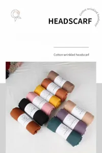 Cotton wrinkled headscarf solid color casual warm winter women scarf shawl wrap