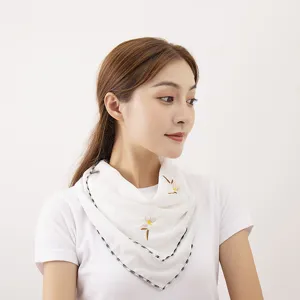 Women summer sun protection neck guard face veil chiffon embroidered outdoor mask