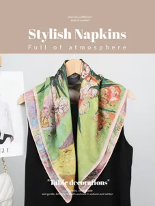 Écharpe carrée florale rétro, élégant foulard chaud en coton velours double face.