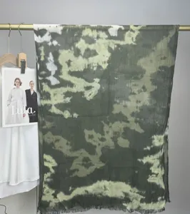 Modal cotton tie-dye watercolor marble print scarf showing fine fabric texture pattern.