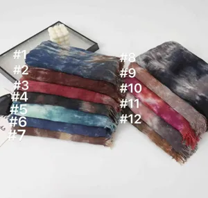Tie-dye modal long scarf women fashion shawl sun protection hijab multi-color variant display
