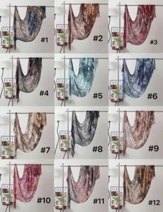Modal tie-dye pleated scarf long shawl sun protection headscarf multiple color variants #1-#12