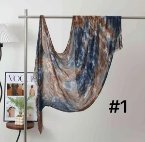 Long modal tie-dye pleated scarf shawl for women sun protection fashion daily accessory.
