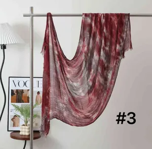 Modal tie-dye long scarf for women, soft lightweight sun protection shawl and head wrap.