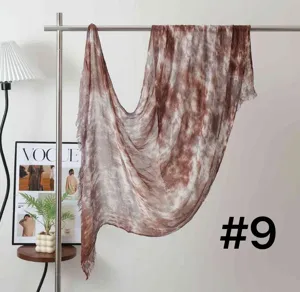 Modal tie-dye crinkle scarf long shawl for women, fashionable sun protection head wrap.