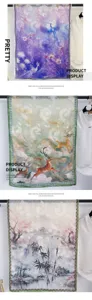 Elegant Chinese style long silk scarf with vintage burnout floral and animal print design.