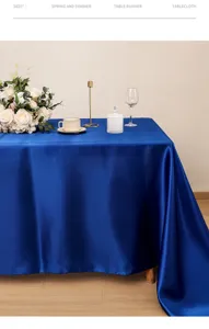 Tovaglia rettangolare in raso tinta unita per decorazione tavola banchetto di nozze e hotel.