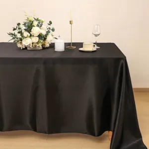 Tovaglia rettangolare in raso nero per banchetto di nozze festa decorazione della tavola