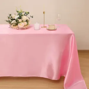 Tovaglia rettangolare in raso rosa per banchetto di nozze hotel ristorante decoro dettaglio
