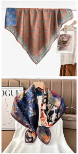 Women vintage paisley print square scarf elegant silk feel fashion neckerchief shawl wrap.