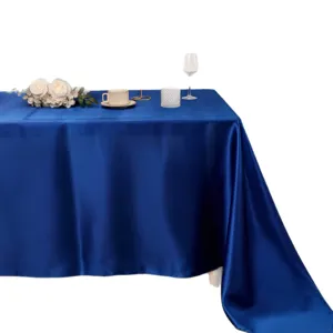 Tovaglia rettangolare in raso blu reale per banchetti di nozze e decorazione di ristoranti