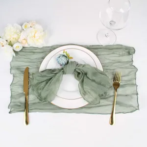 Solid Color Voile Pleated Cloth Napkin Bohemian Style Tablecloth For Wedding Party Home Decorative Dinner Napkin