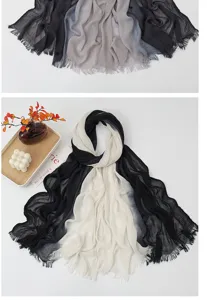 Langer Viskoseschal mit Farbverlauf für Damen, elegantes Fransendesign, vielseitiges Accessoire.