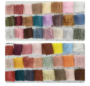 Solid color crinkled cotton linen scarf fabric color swatch sample display card options