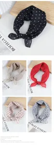 Cotton linen polka dot small square scarf Japanese retro vintage style neckerchief for women summer.