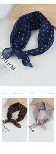 Detailed view of the stylish polka dot cotton linen square scarf, showing fabric texture and color options.