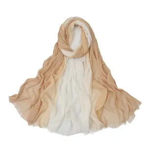 Damen Farbverlauf langer Schal Viskose Knitteroptik Kopftuch vielseitiges Modeaccessoire