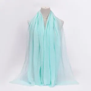 Women's Casual Solid Color Pleated Scarf Lightweight Soft Tassel Shawl Wrap