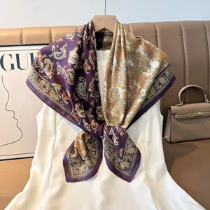 Retro paisley double-sided printed square scarf elegant women luxury shawl 90x90cm neckerchief