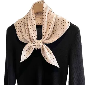 Chic polka dot square scarf lightweight stylish spring neckerchief for women fashion accessory