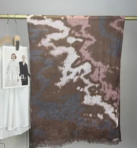 Bohemian modal cotton printed scarf watercolor marble pattern fashion headscarf.