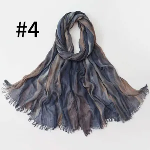 Verlauf gestreifter Viskoseschal, vintage Damen langer Plissierschal, Detailansicht.